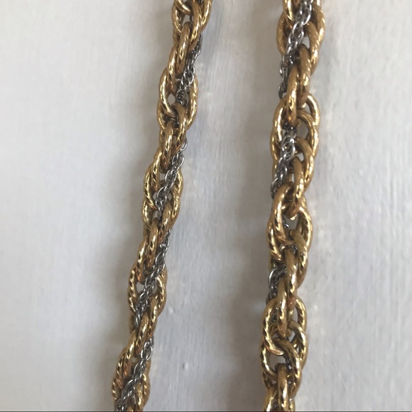 Vintage Two Tone Intertwined Thick Chain Necklace - Picture 3 of 4